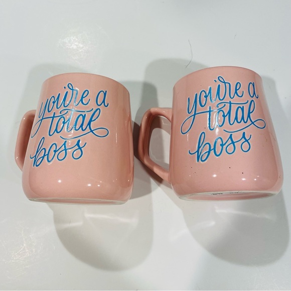 Austin & Ash Set of 2 “You’re a Total Boss” Pink Blue Coffee Mug - Picture 6 of 9